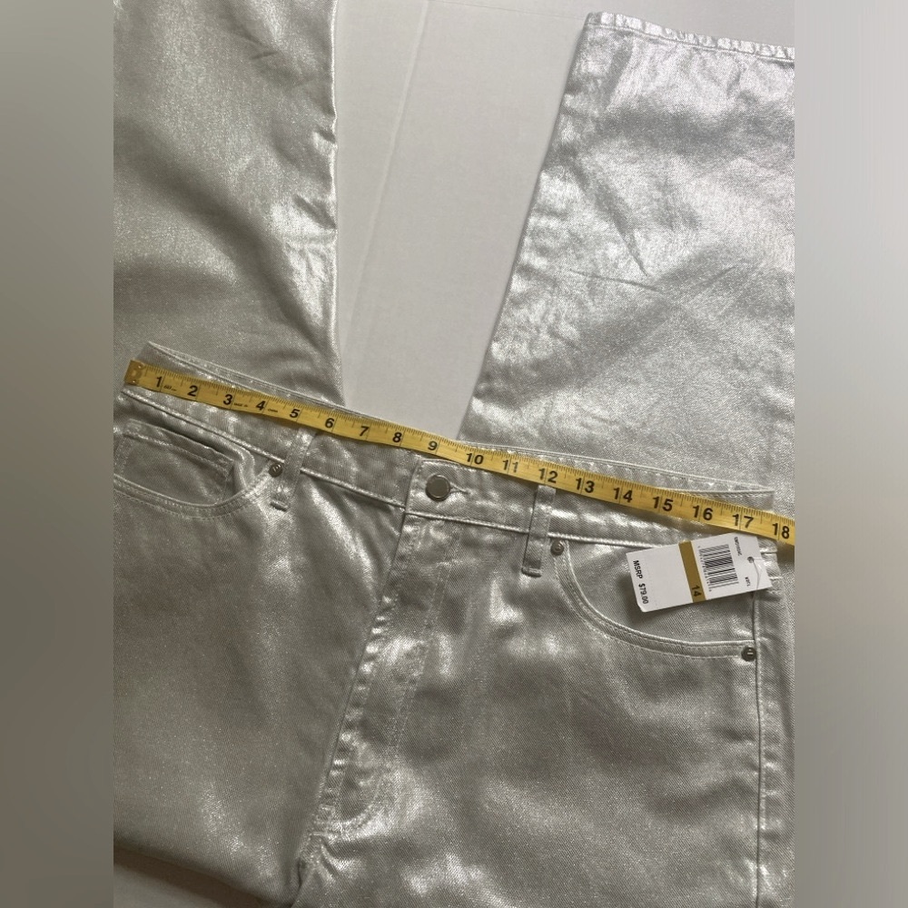 Rebecca Minkoff Women's Metallic Silver Jeans Size 14 NWT 100% Cotton Trendy Y2K - Picture 12 of 16